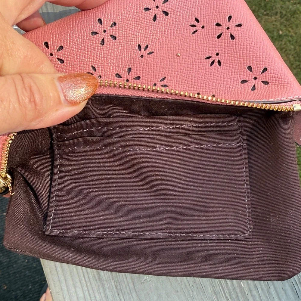 Coach Pink Crossgrain Leather Laser Cut Wristlet (EUC) - Picture 13 of 13